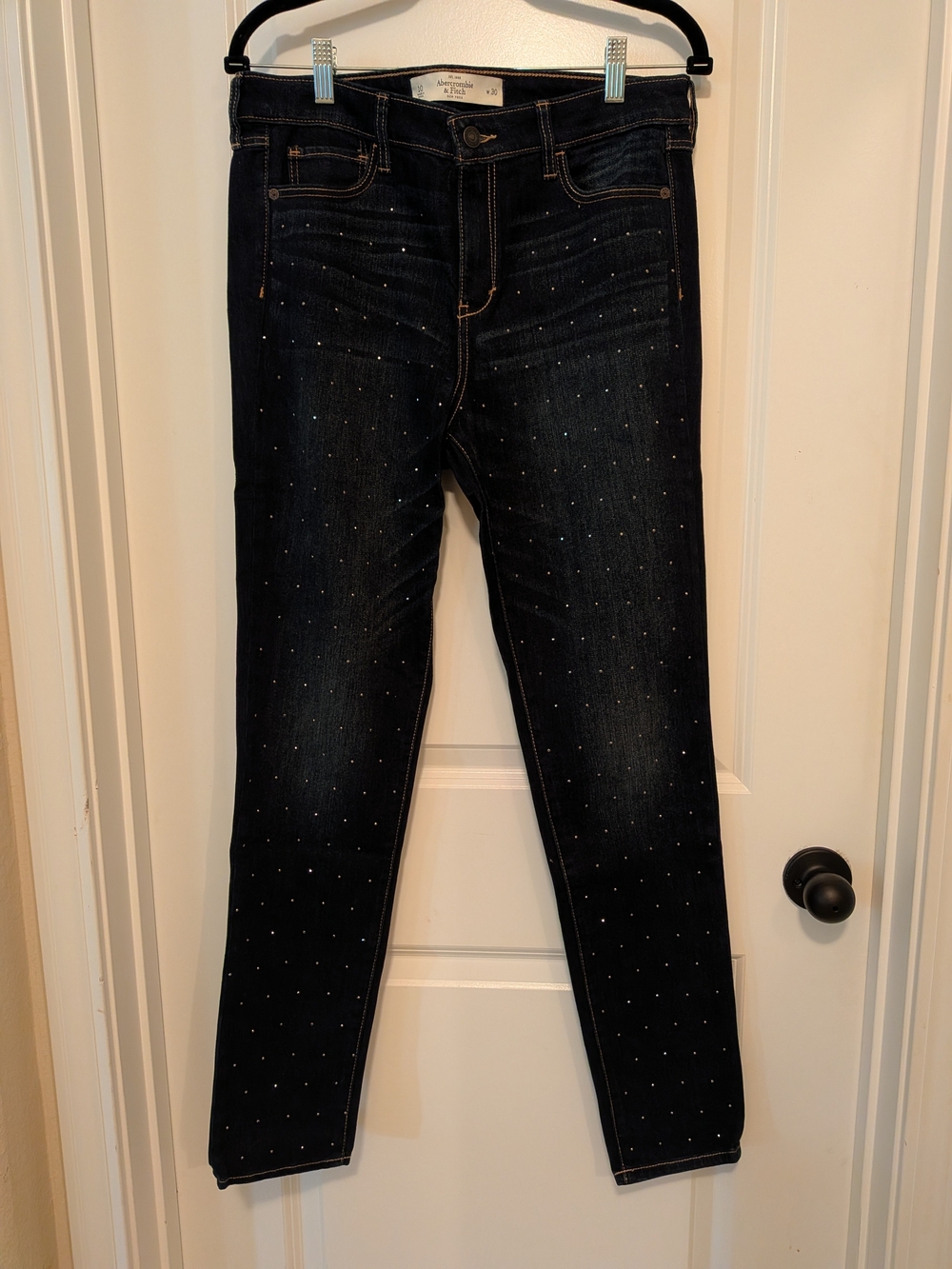 Abercrombie & Fitch Dark Blue Skinny Jeans with Stud Accents